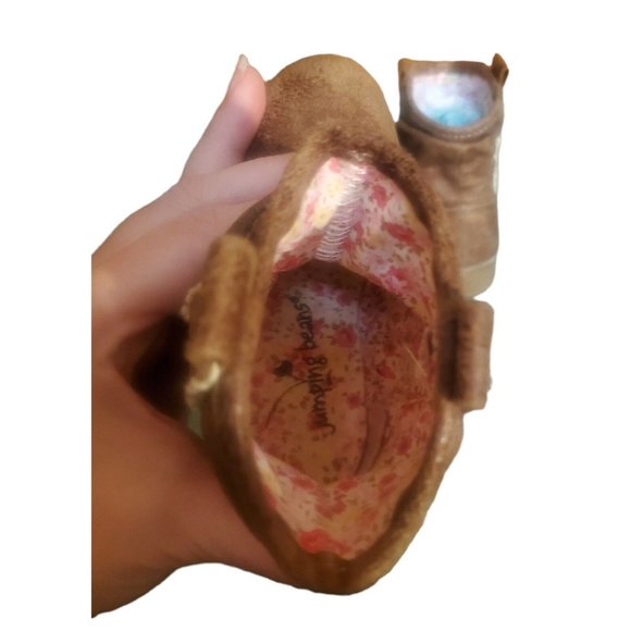 GIRLs Size 6 Med JUMPING BEANS Tan FAUX Leather COWGIRL Boots EUC - Picture 8 of 9